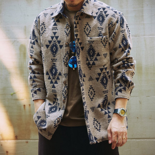 Geometric Native Pattern Shirt Jacket P1783